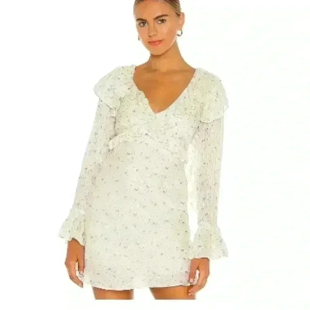 Free People Women's Sweetest Thing Mini Dress, Ivory Combo, Off White, size 4